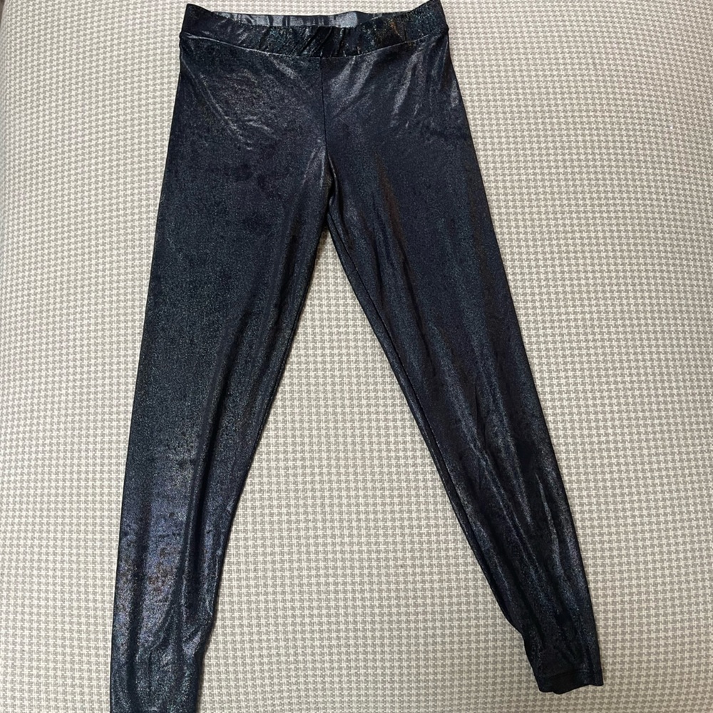 Justice girls black holographic leggings